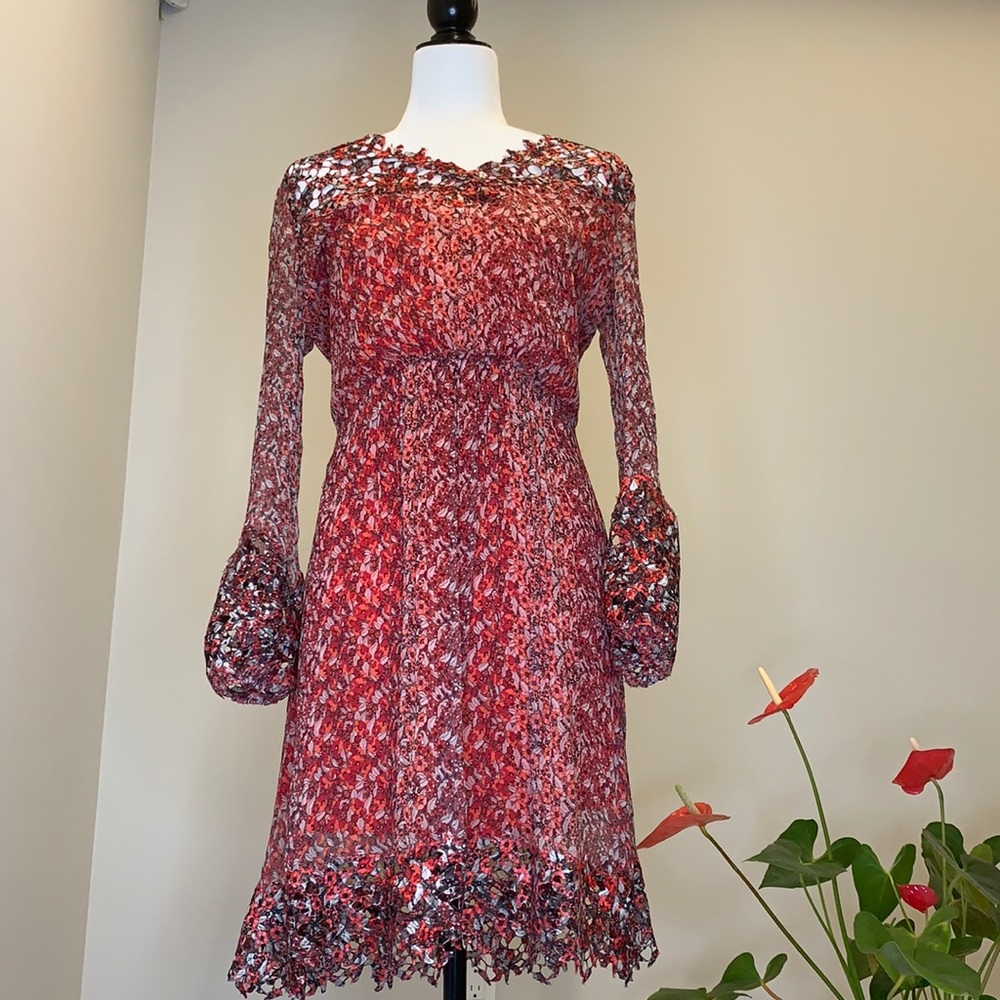 FINAL SALE! Elie Tahari, orange floral dress, size M